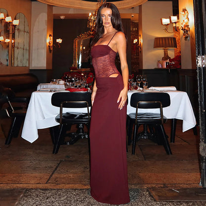 Robe Longue "Satin Night" – Dos Nu Croisé & Fente Latérale