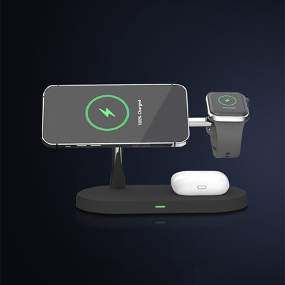 Multifonctionnel cinq en un magnétique sans fil chargeur de montre casque de bureau support de téléphone portable chargeur 15W charge rapide