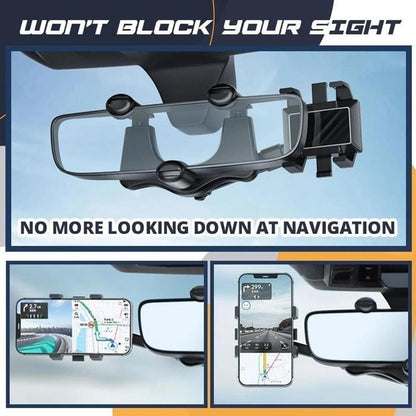 Support "Drive-View" – Support Téléphone Rétroviseur Rotatif 360° & Rétractable