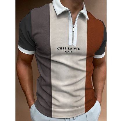 Polo "Club-Stripes" – T-shirt à Revers Imprimé & Maille Respirante