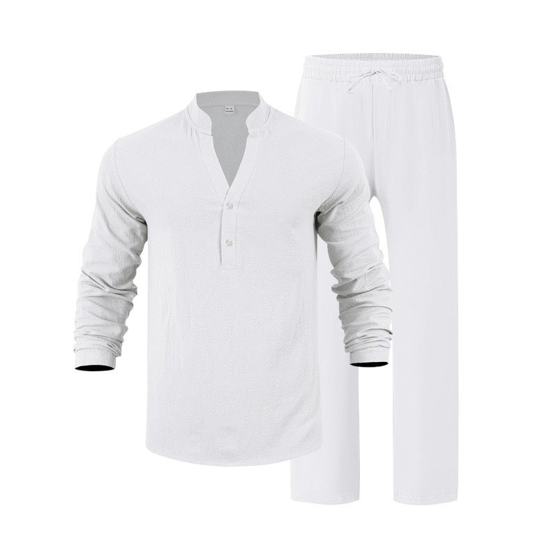 Ensemble "Zen-Linen" – Chemise Henley à Col en V & Pantalon Fluide – Look Relax & Respirant
La légèreté d'un souffle pour vos journées ensoleillées