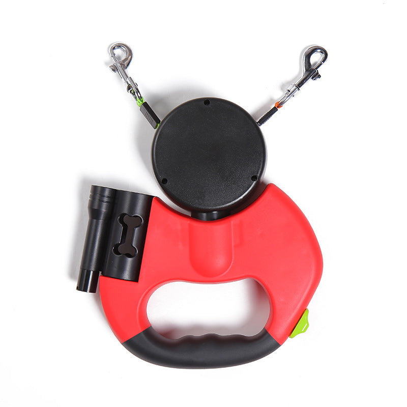 Laisse Double Rétractable "DuoGlide" – Anti-Emmêlement 360° avec Lampe LED