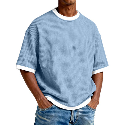 T-Shirt "Contrast-Edge" – Col Rond & Design Bicolore en Mélange de Coton