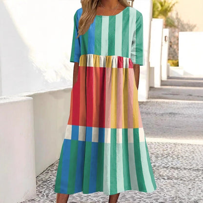 Robe ample décontractée pour femmes Retro Ocean Art Printemps