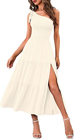 Robe "Ethereal-One" – Coupe Asymétrique à une Épaule, Bustier Smocké & Ourlet Plissé