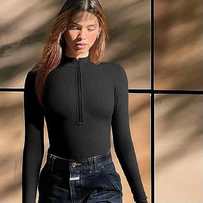Combinaison "Elite-Contour" – Manches Longues, Zip Frontal & Gainage Intégral Sans Couture
