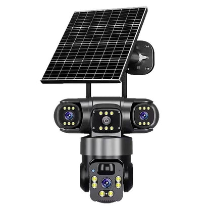 Caméra de surveillance solaire sans plug-in multi objectifs