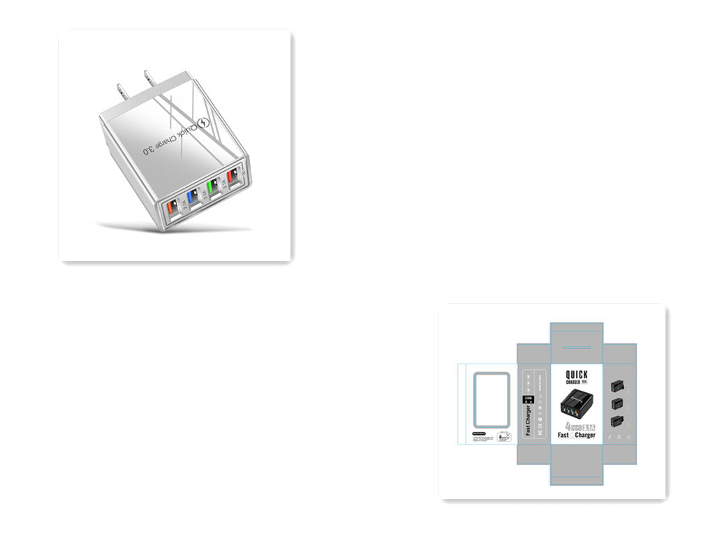 Chargeur USB Charge rapide 3.0 4 Adaptateur de téléphone pour tablette Chargeur mobile mural portable