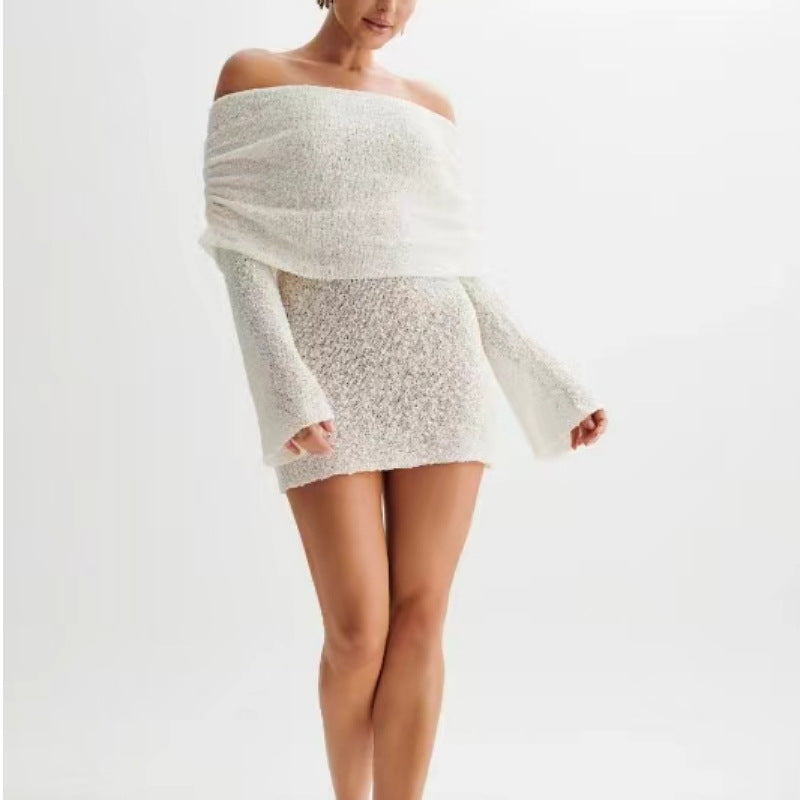Robe "Saphir" en Maille Ajourée – Style Crochet & Coupe Évasée