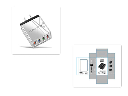 Chargeur USB Charge rapide 3.0 4 Adaptateur de téléphone pour tablette Chargeur mobile mural portable