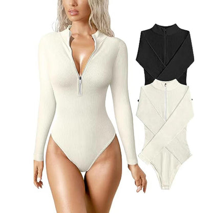 Combinaison "Elite-Contour" – Manches Longues, Zip Frontal & Gainage Intégral Sans Couture
