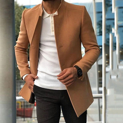 Manteau mince pour hommes à simple boutonnage de couleur unie Vestes d'affaires Automne et hiver
