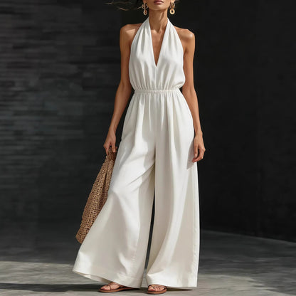 Combinaison "Night-Star" – Col en V Profond, Taille Haute & Jambes Fluides