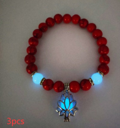 Bracelet "Lotus Lumineux" – Pierre Naturelle, Énergie Yoga & Perles Phosphorescen