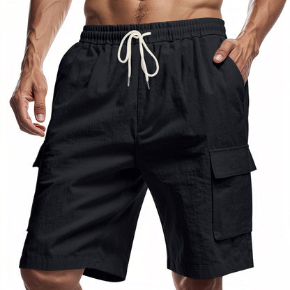 Short Cargo "Horizon-Lin" – Taille Élastique, Cordon de Serrage & Poches Latérales