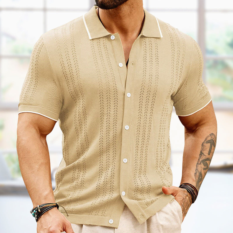 Polo à manches courtes Bouton d'été Relas Top Mode Business Vêtements pour hommes