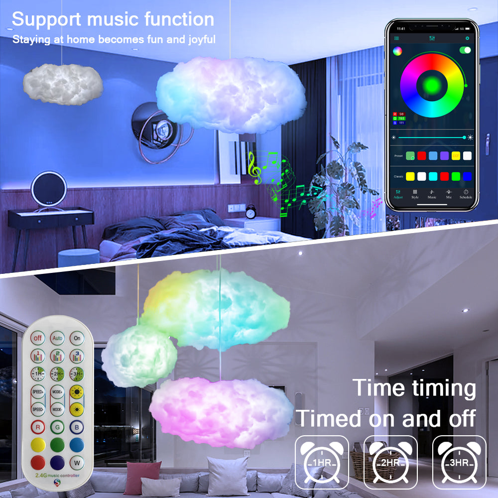 Nuage Connecté "Dream-Cloud" – Lampe 3D RGBIC, Contrôle App & Synchronisation Musicale