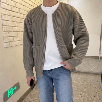 Gilet "Nordic" en Maille Côtelée – Coupe Relax & Zip Intégral