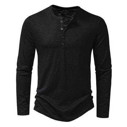 Tee-Shirt "Nomade" Col Tunisien – Manches Longues & Coupe Ajustée