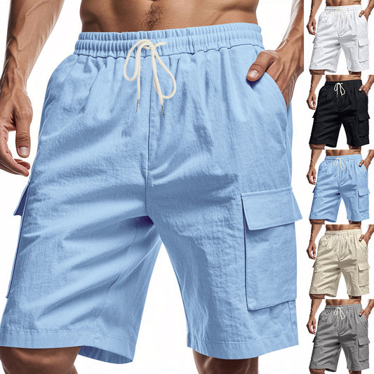 Short Cargo "Horizon-Lin" – Taille Élastique, Cordon de Serrage & Poches Latérales